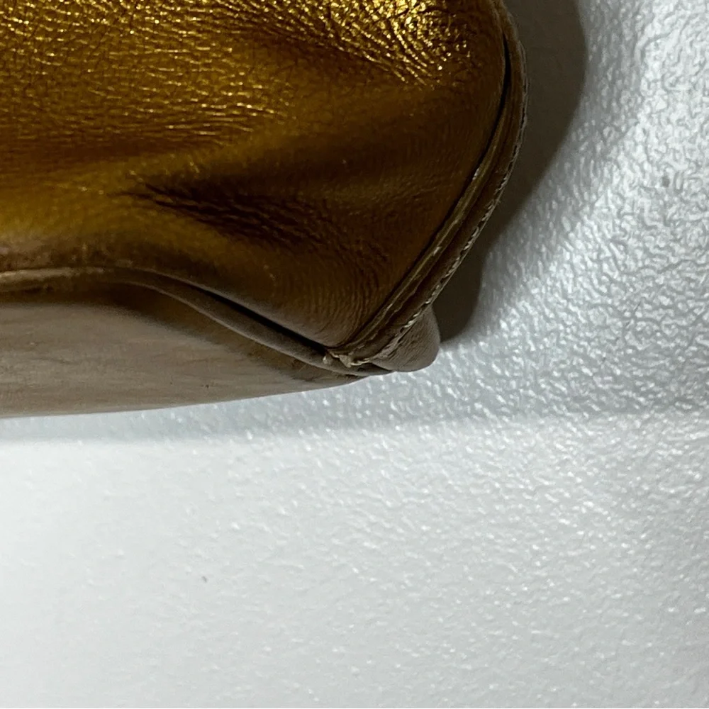 Michael Kor Gold Leather Handbag with Keychain Magnetic Closures